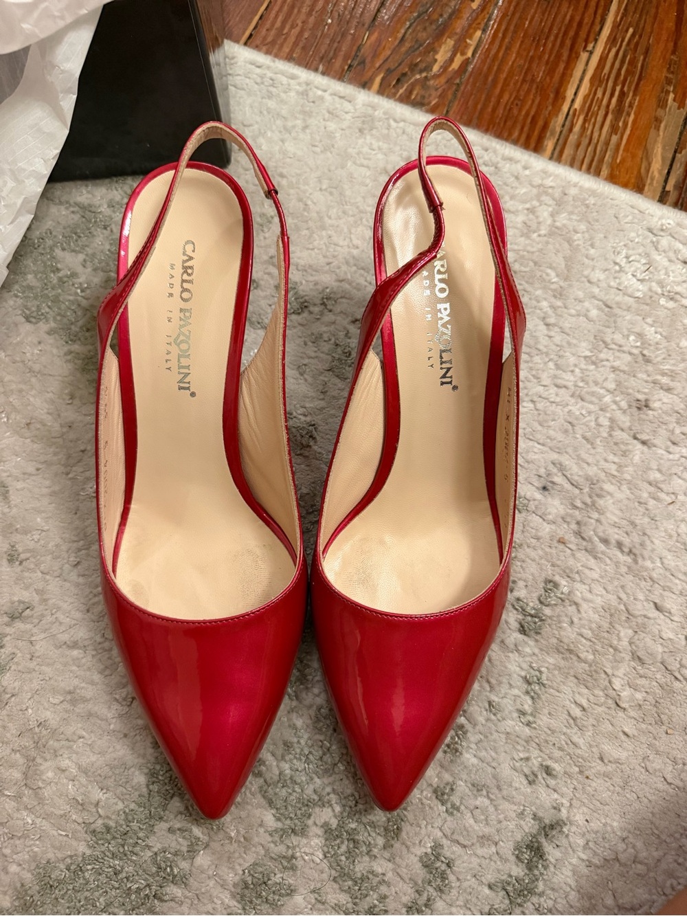 Carlo Pazolini Red Patent Leather Pointed-Toe Slingback Pumps